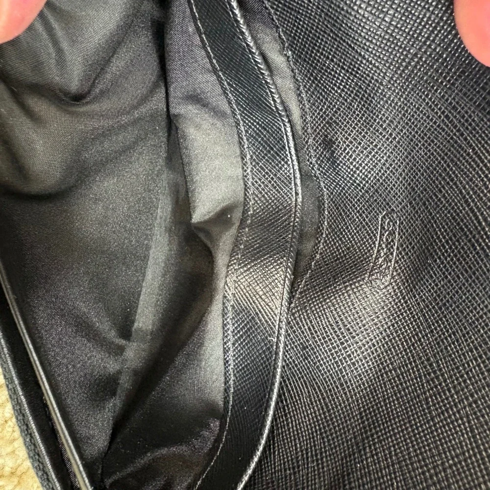 COACH Black Signature C Monogram‎ Leather Trim Trifold Wallet